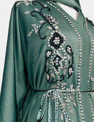 Nadira Abaya in Emerald